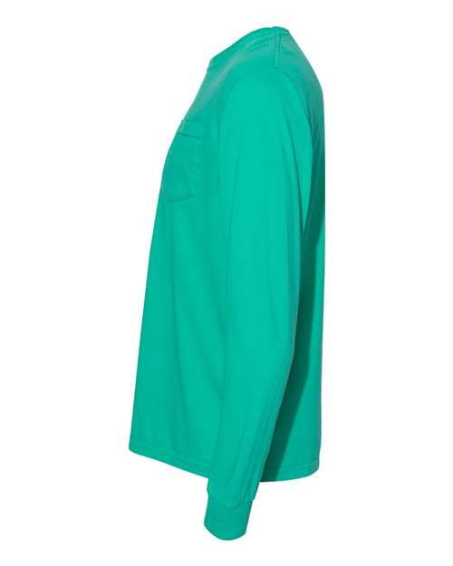 Comfort Colors Unisex Garment-Dyed Heavyweight Long Sleeve Pocket T-Shirt 4410 - Island Green