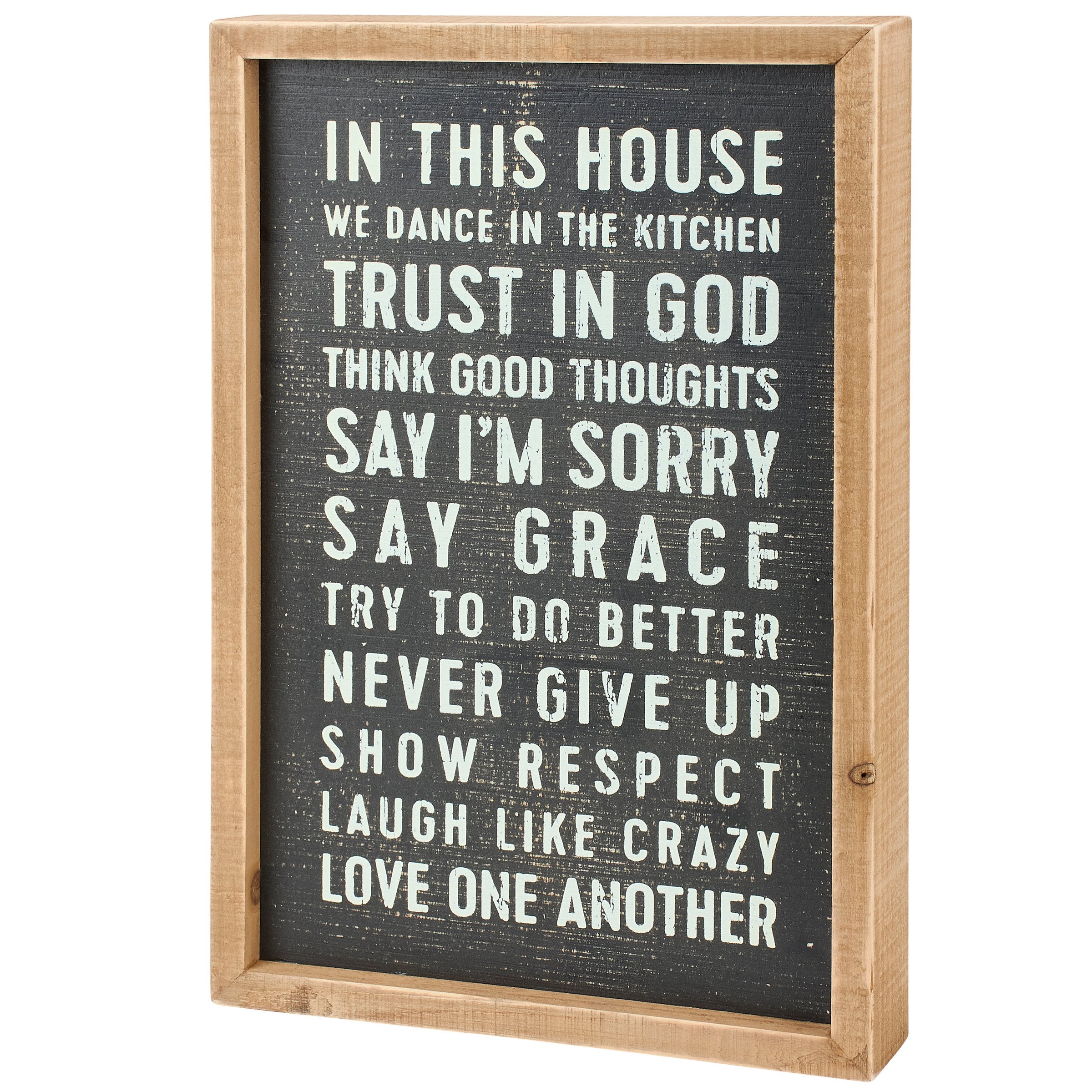 In This House We Dance Kitchen Trust God Wood Box Sign