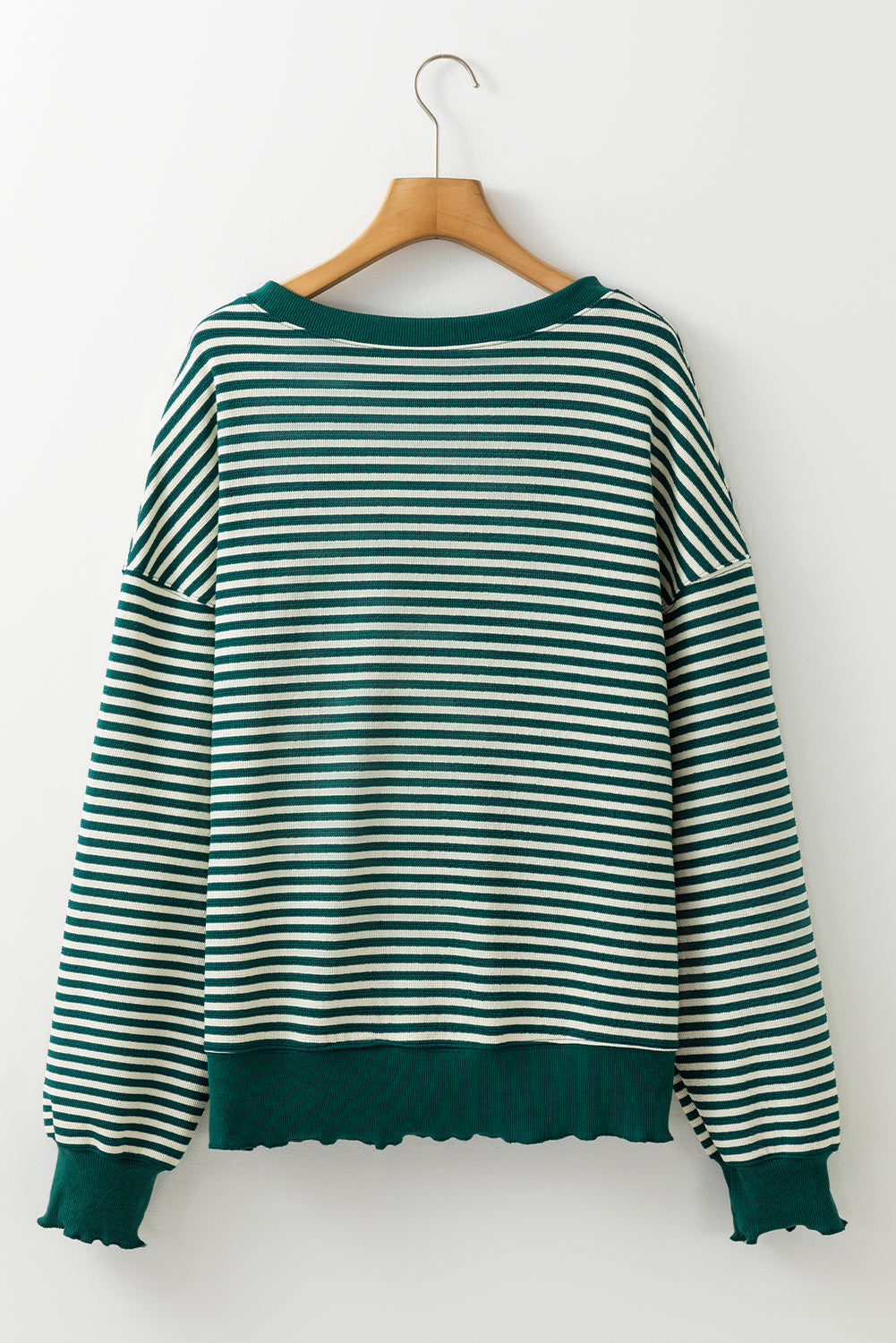 Brown Stripe Drop Shoulder Long Sleeve Top