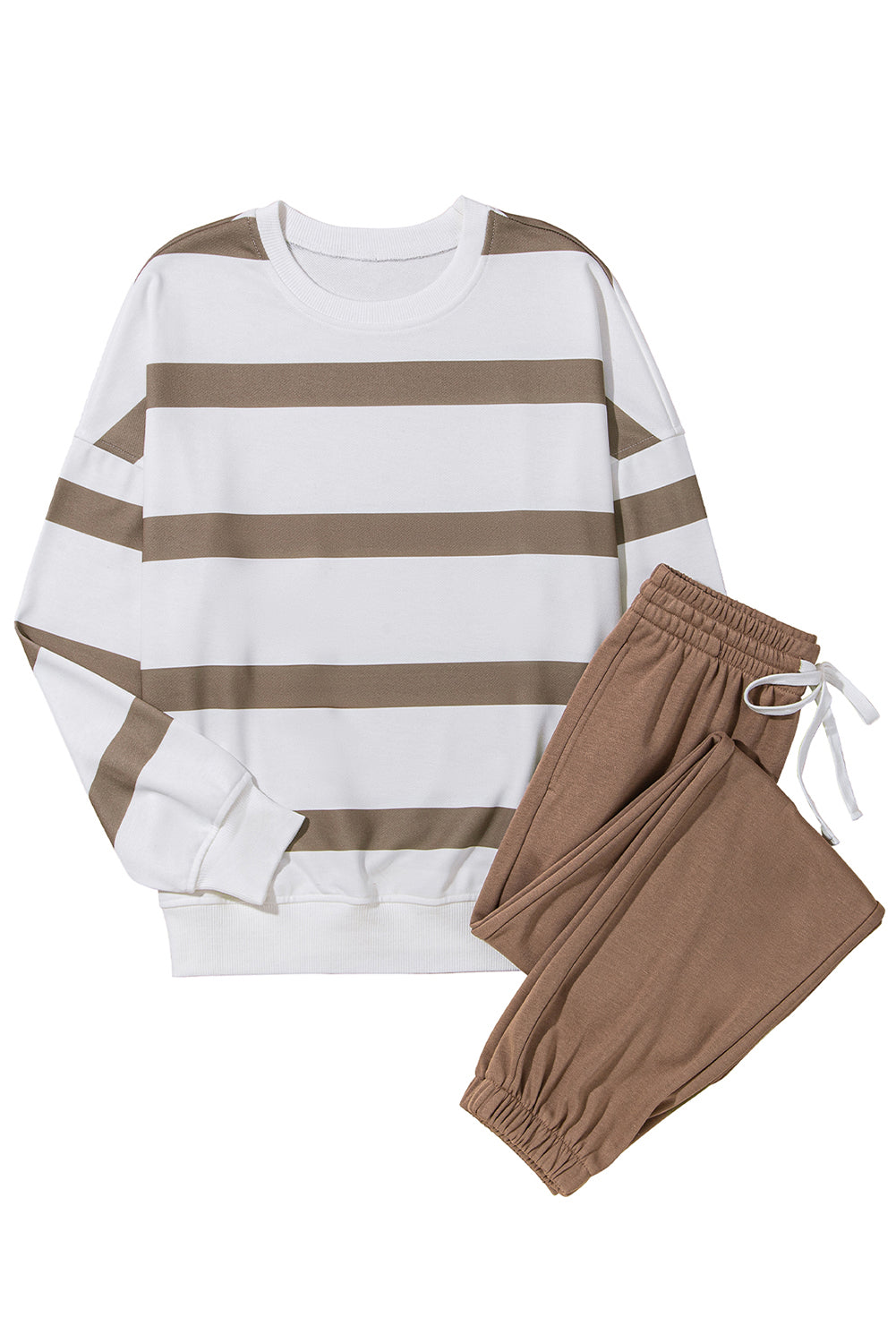 Black Striped Drop Shoulder Pullover and Joggers Set