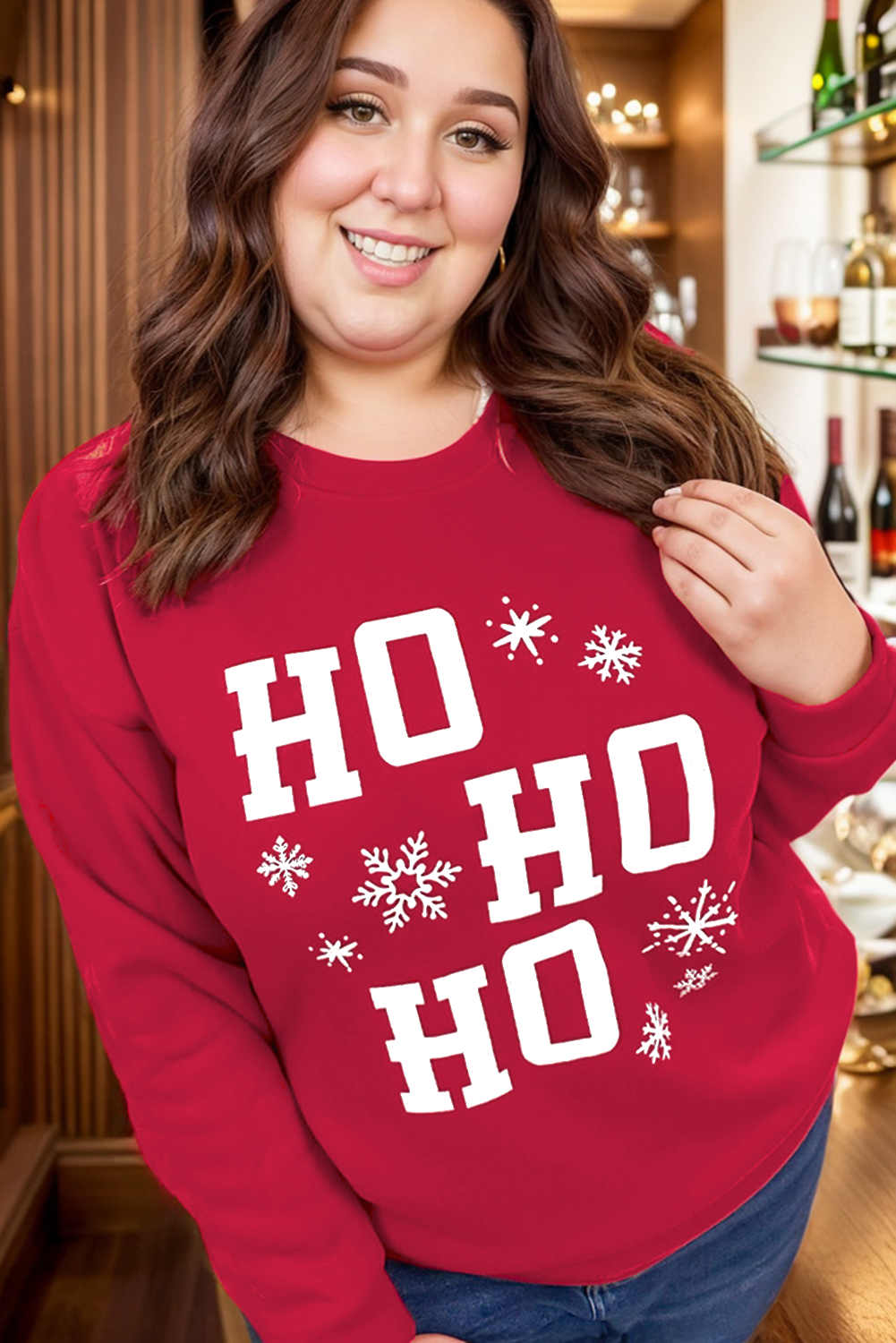 Fiery Red Christmas Ho Ho Ho Plus Size Sweatshirt