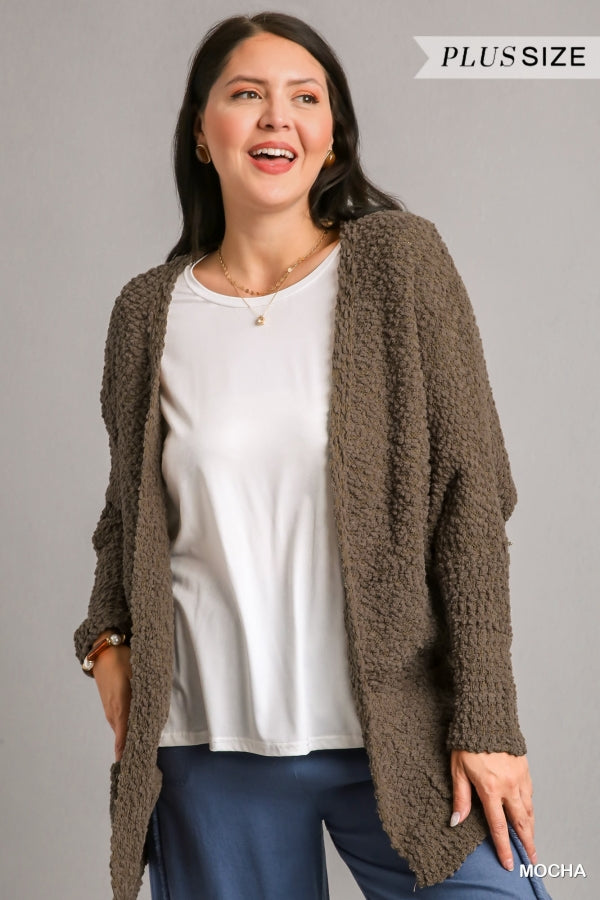 Umgee Open Front Oversized Cardigan Sweater with Pockets