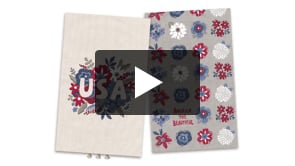 Patriotic Floral USA Map Cotton Linen Pillow with Tassels, Embroidered Accent Decor